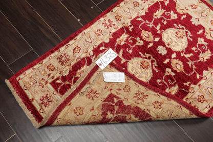 Chobi Peschawar Handgeknüpft 100% Wolle Traditioneller Teppich Weinrot, Taupe 80 cm x 122 cm