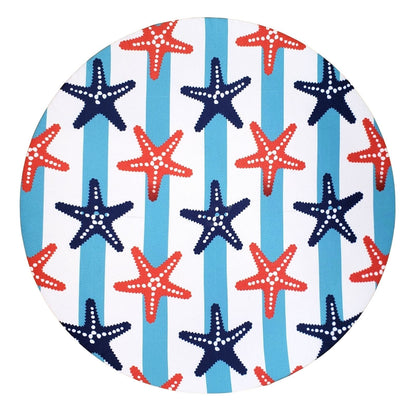 Set aus 4 runden Platzdeckenbezügen, Motiv Seestern blau, 35,5 cm Durchmesser