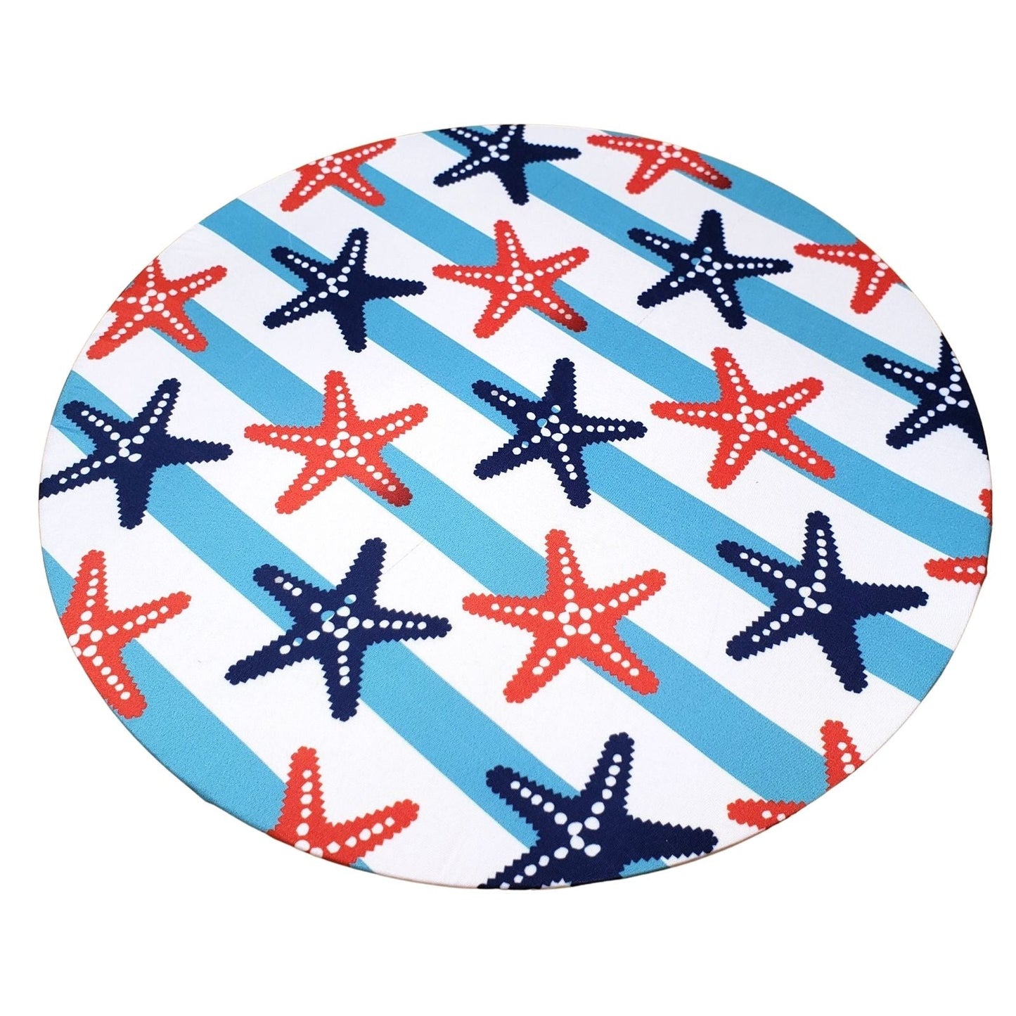 Set aus 4 runden Platzdeckenbezügen, Motiv Seestern blau, 35,5 cm Durchmesser