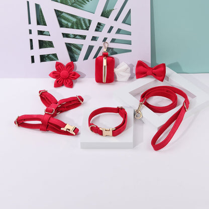 Red Floral Step-In Dog Walking Set Bundle, 6-Piece