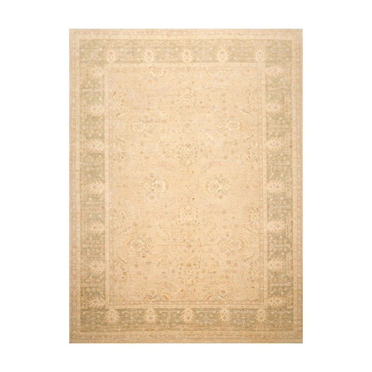 274 cm x 358 cm Handgeknüpfter Orientteppich aus 100 % Wolle, traditionell, Peschawar, Beige