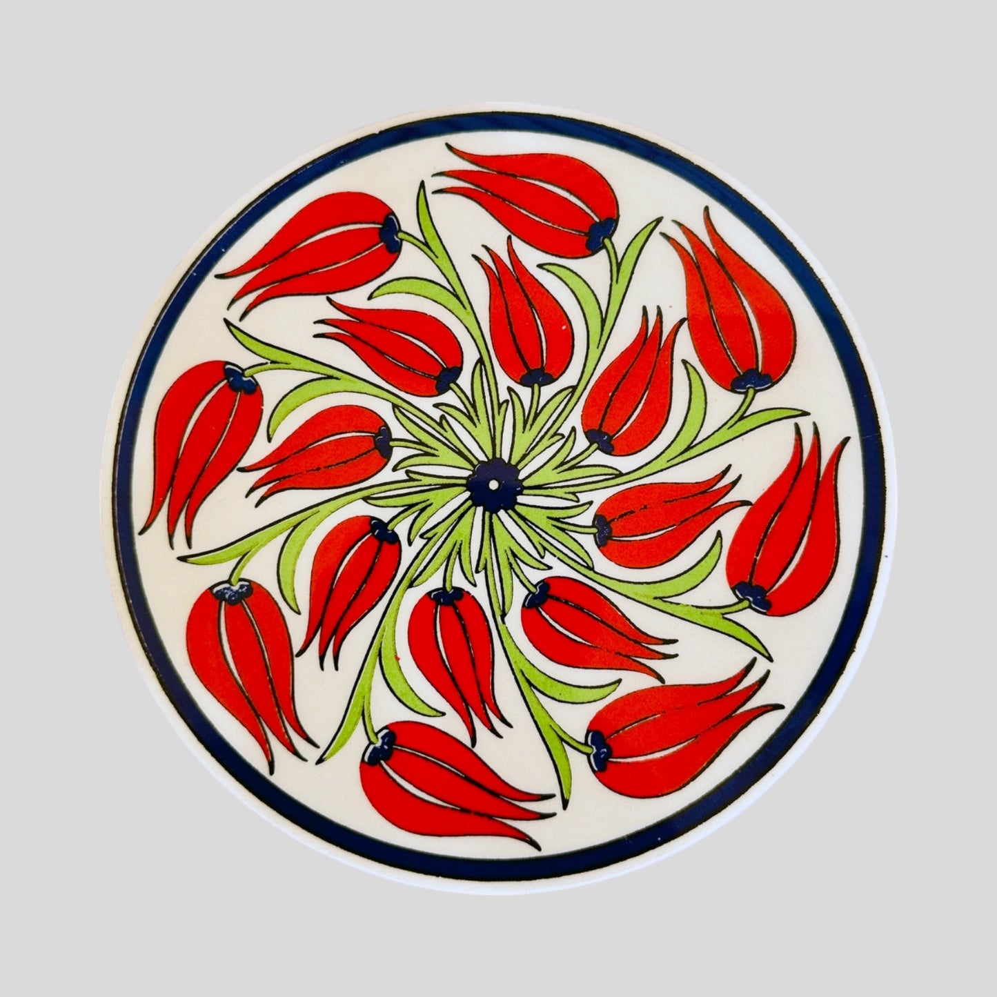 6,5" Keramikuntersetzer - Rote Iznik-Tulpe