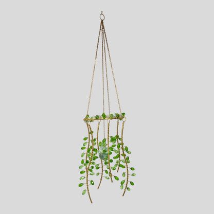 Gold Metal Suncatcher with Beads and Natural Stone