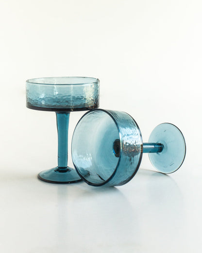 Handgeblasene gehämmerte Coupe Cocktailgläser (2er-Set)