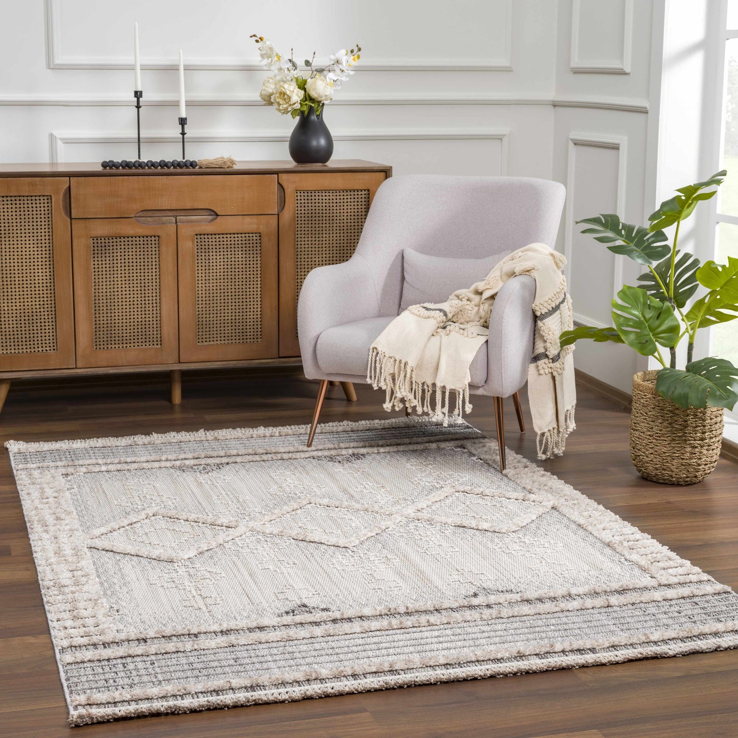 High-Low Textured Rustic Area Rug – Soft Polyester
