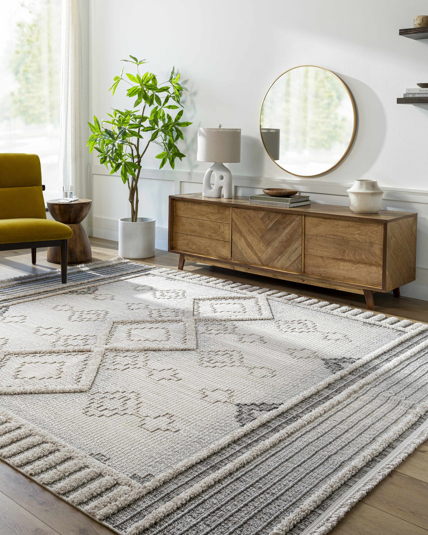 High-Low Textured Rustic Area Rug – Soft Polyester