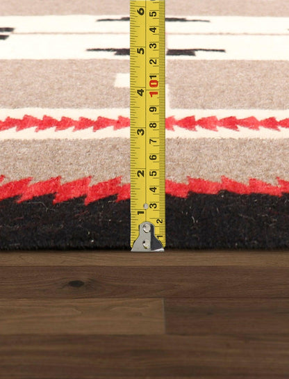 Canvello Navajo Style Hand-Woven Wool Mocha Area Rug- 8'2" X 9'10"