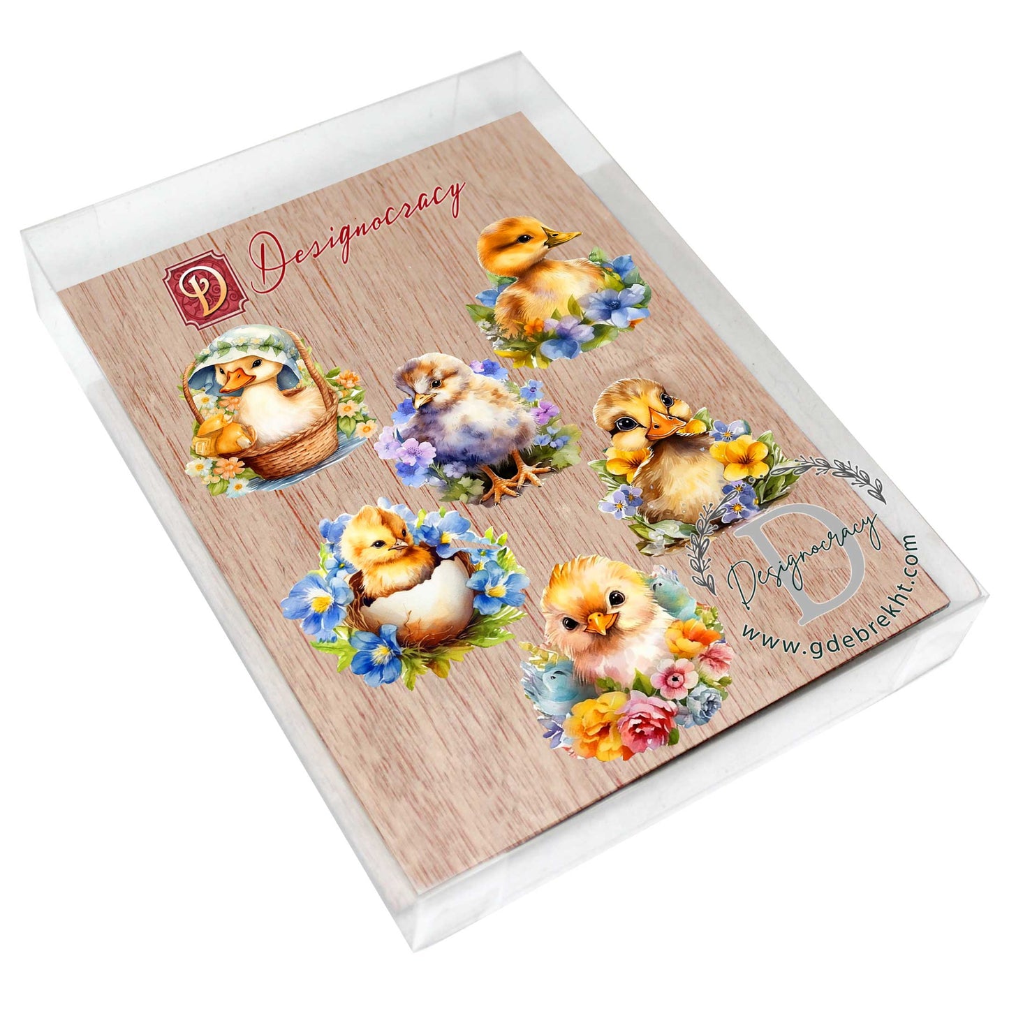 Frühlings-Entenküken, dekorative Öko-Holzmagnete, 6er-Set von G. Debrekht – Osterdeko – 8090055G-S6
