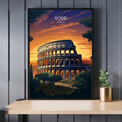Rome Night City Print – Italian Travel Wall Art