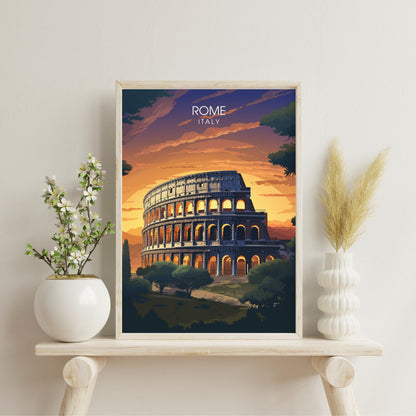 Rome Night City Print – Italian Travel Wall Art