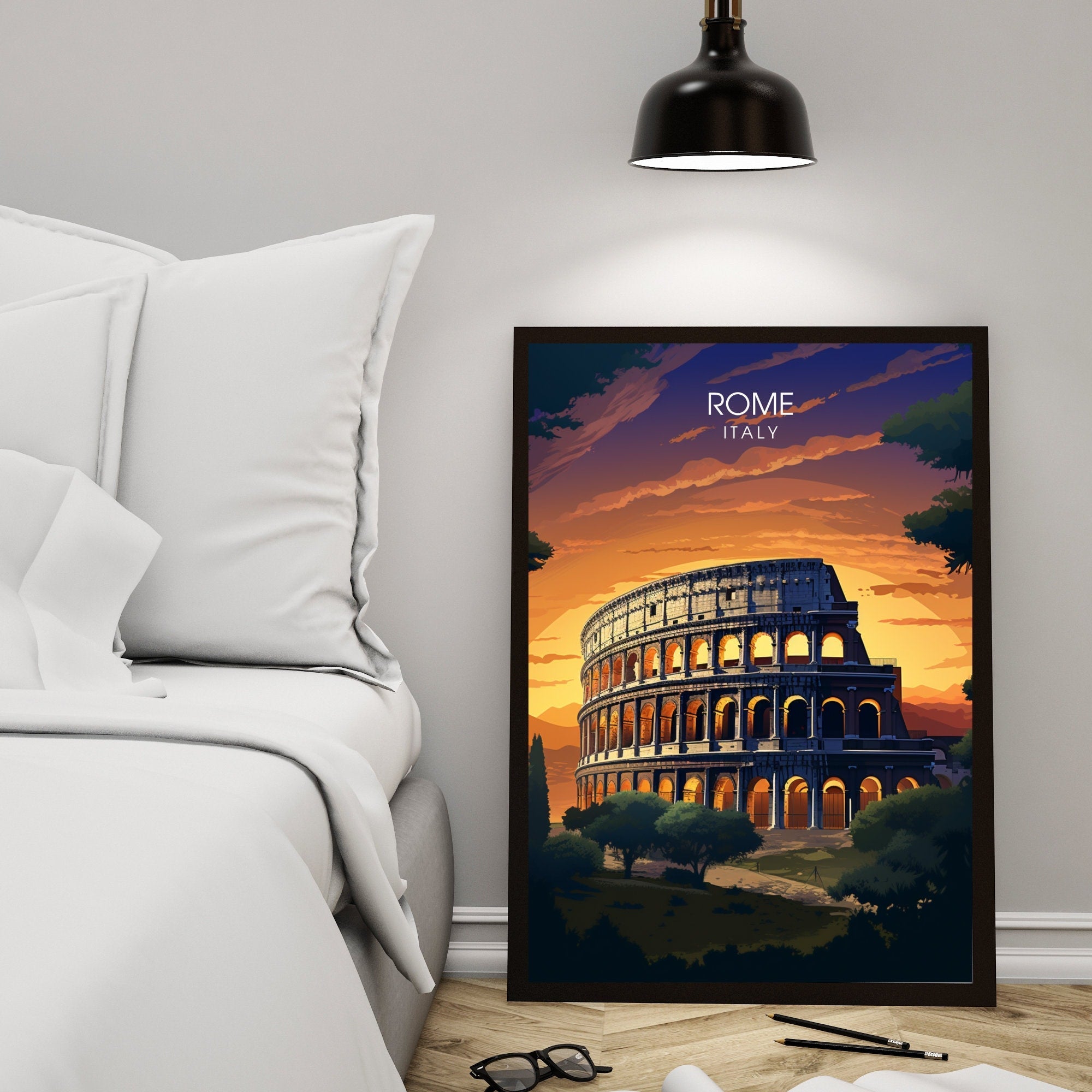 Rome Night City Print – Italian Travel Wall Art